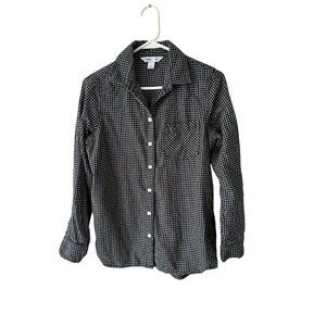 Old Navy Black & White Gingham Long-Sleeve Button-Up Shirt Casual